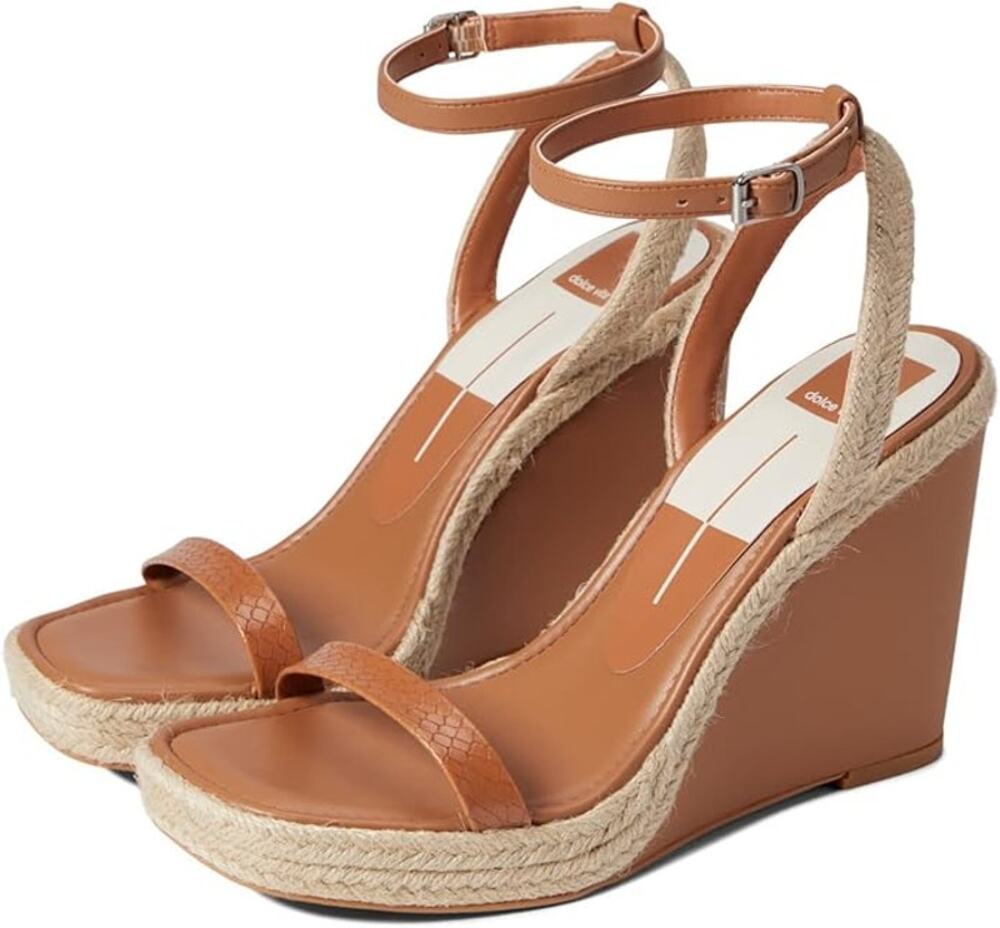 Dolce Vita Aurora Wedge Sandals Ankle Strap Espadrille Cedar Embossed Stella 9.5